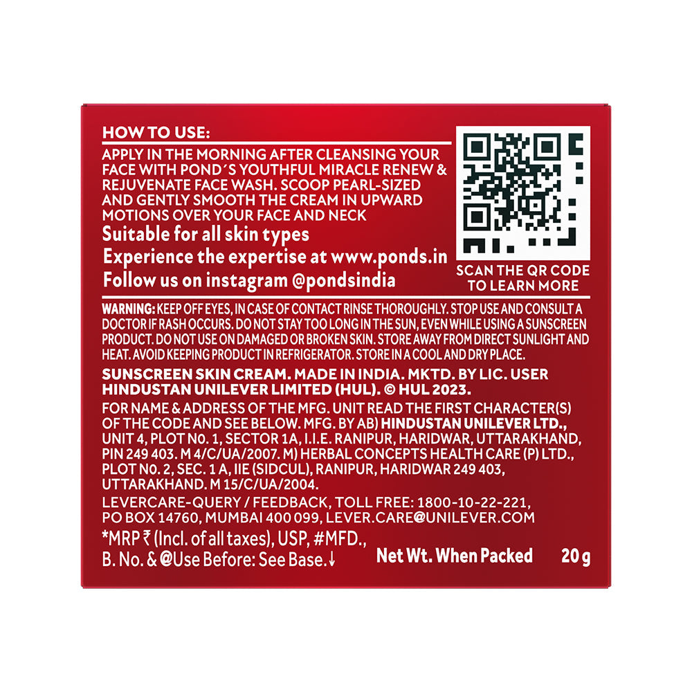 POND'S Youthful Miracle Hexyl Retinol Complex, Renew & Repair Day Cream SPF 15 PA++