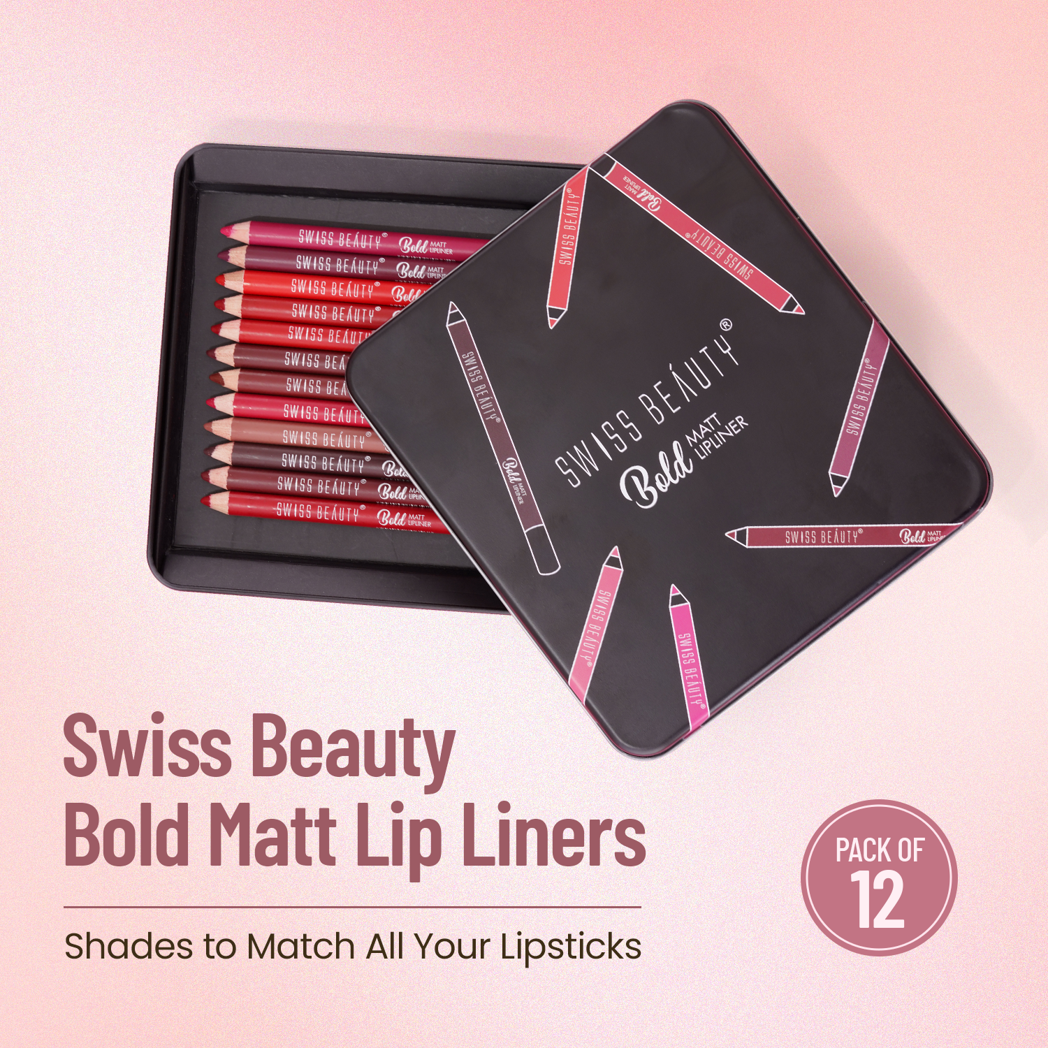 Bold Matte Lipliner Pack Of 12 Pcs