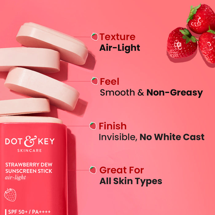 Strawberry Sunscreen Stick, In-Vivo Tested SPF 50+ PA++++