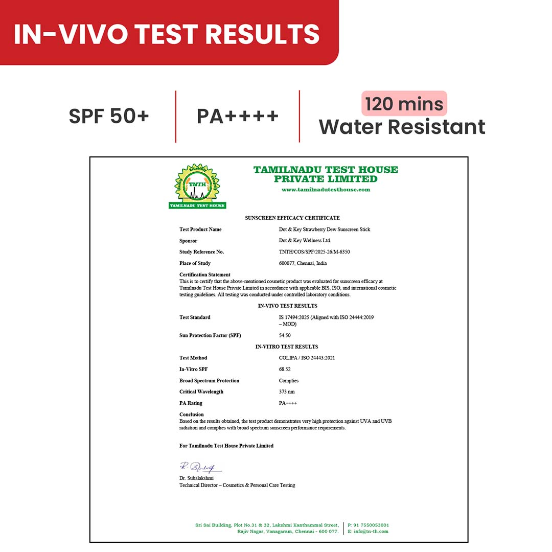 Strawberry Sunscreen Stick, In-Vivo Tested SPF 50+ PA++++