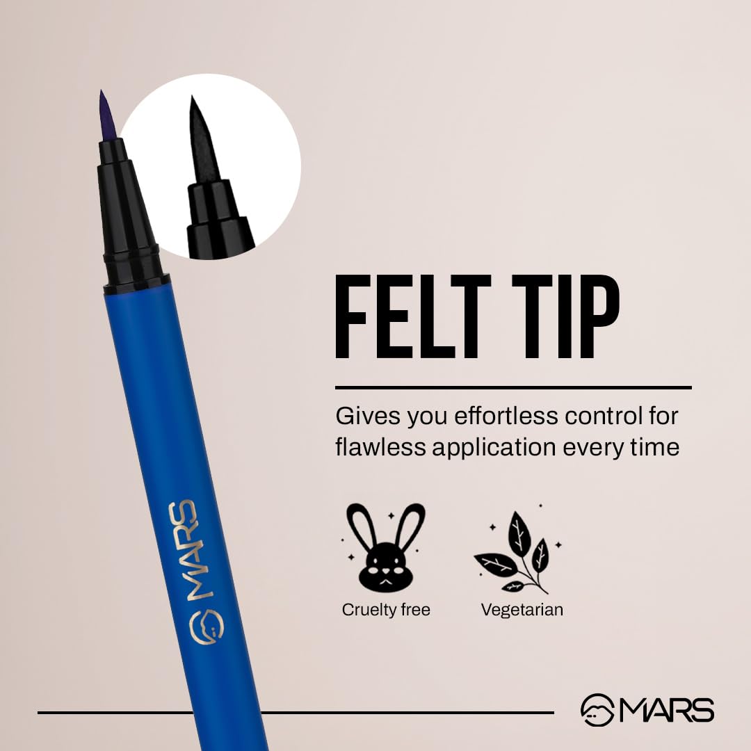 MARS City Stroke Charming Eyes Liquid Eyeliner | Long-lasting | Smudge Proof Eye Liner | Felt Tip for Precise Application | Quick Drying Formula (1ml)