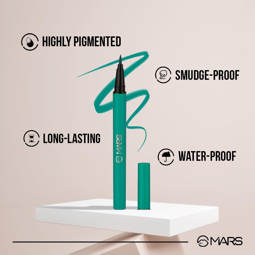 MARS City Stroke Charming Eyes Liquid Eyeliner | Long-lasting | Smudge Proof Eye Liner | Felt Tip for Precise Application | Quick Drying Formula (1ml)