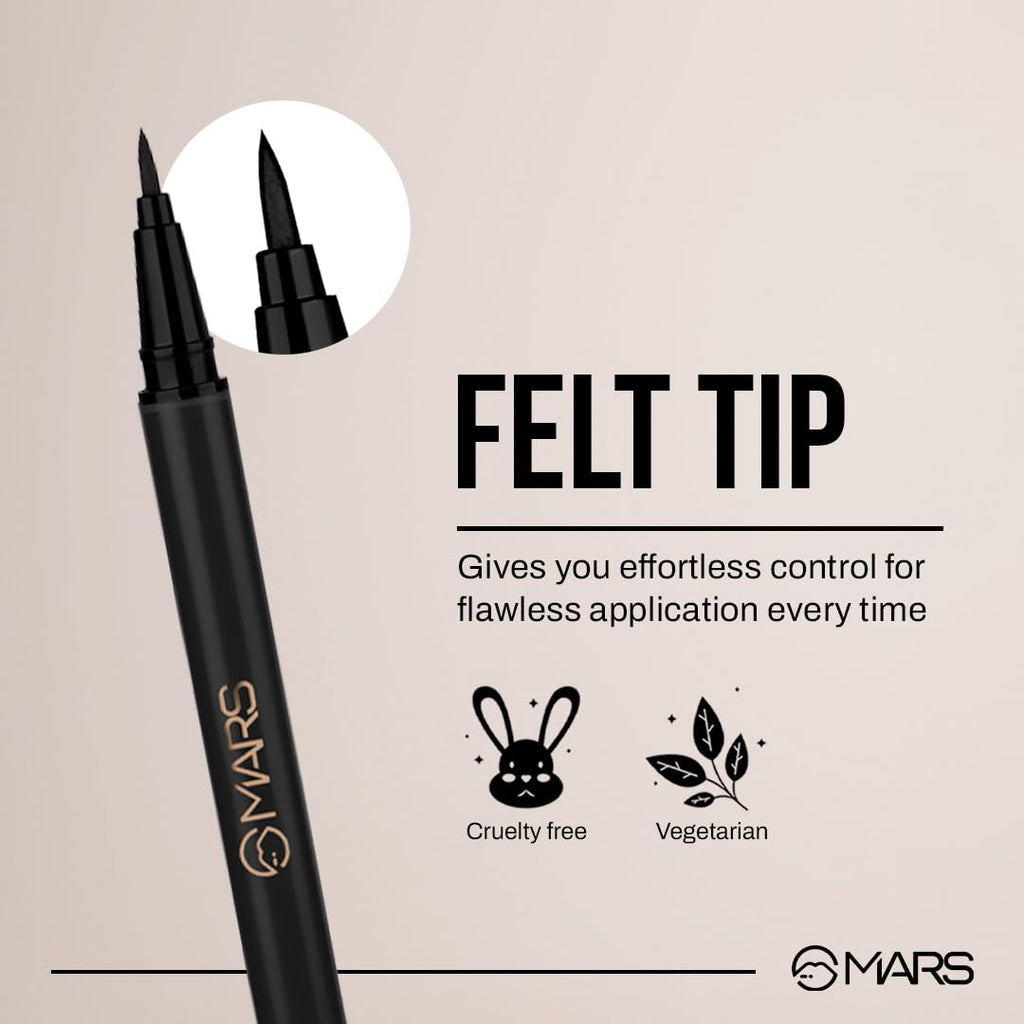 MARS City Stroke Charming Eyes Liquid Eyeliner | Long-lasting | Smudge Proof Eye Liner | Felt Tip for Precise Application | Quick Drying Formula (1ml)