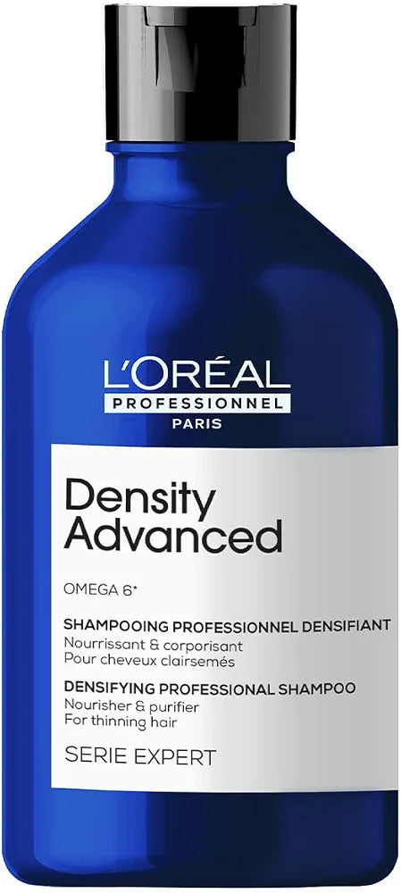 L'Oréal Professionnel Density Advanced Shampoo for Thinning Hair 300ml | Visibly Increases Volume & Bounce With Omega 6 | Restore Vitality | For Men & Women