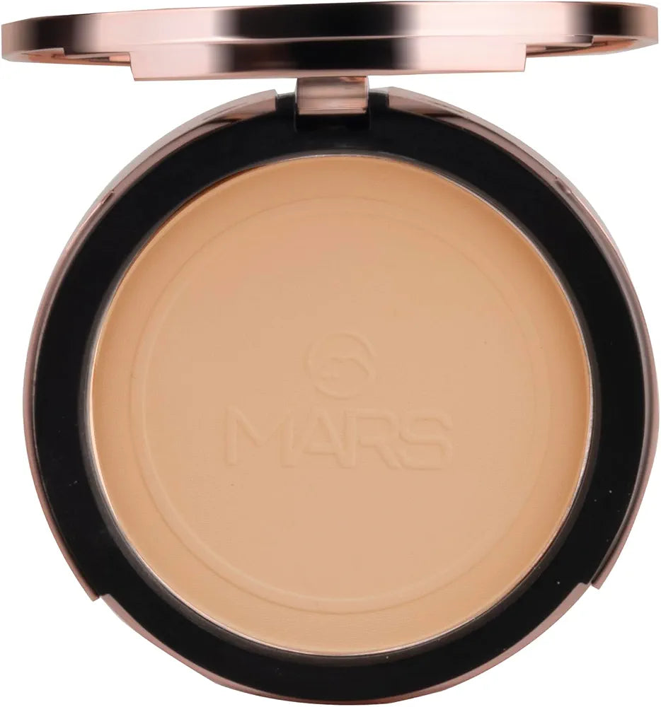 MARS Matte On Compact Powder with Applicator Puff | Flawless Matte Finish for Face Makeup | Absorbs Oil, Conceals, and Blurs Pores | Long-Lasting & Lightweight Formula |  