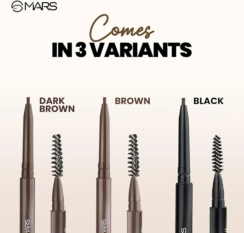 MARS OH Brow Eyebrow Pencil | Micro Precision Retractable with a Spoolie | Highly Pigmented | Smudge Proof & Water Resistance | Long-Lasting | Lightweight Eyebrow Pencil  