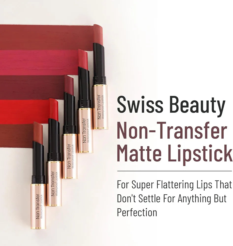 Swiss Beauty Non Tranfer Matte Lipstick Long Stay & Smooth, Mauve-Taupe, 3g