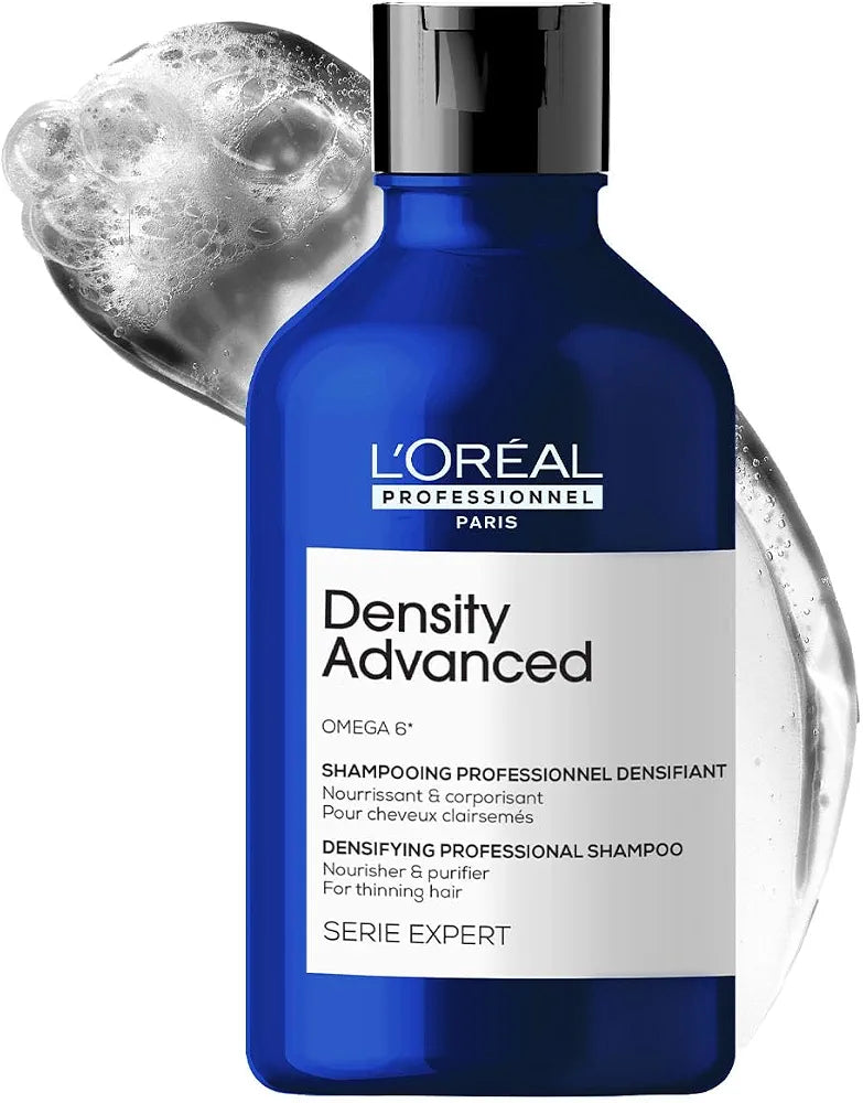 L'Oréal Professionnel Density Advanced Shampoo for Thinning Hair 300ml | Visibly Increases Volume & Bounce With Omega 6 | Restore Vitality | For Men & Women