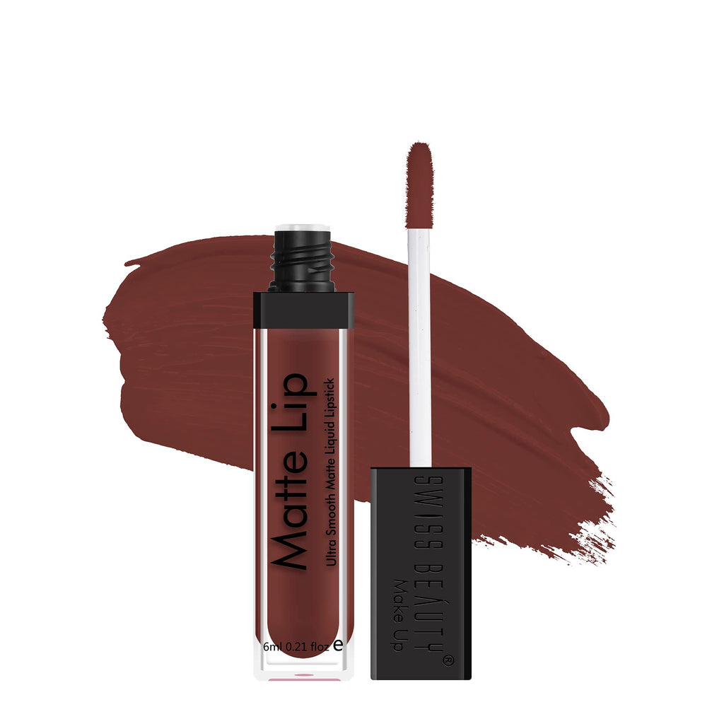 Swiss Beauty | Ultra Smooth Matte Lip Liquid Lipstick, Smooth Lip Color, Weightless Finish, Silky Matte Finish, Shade- Iconic Nude, 6ml