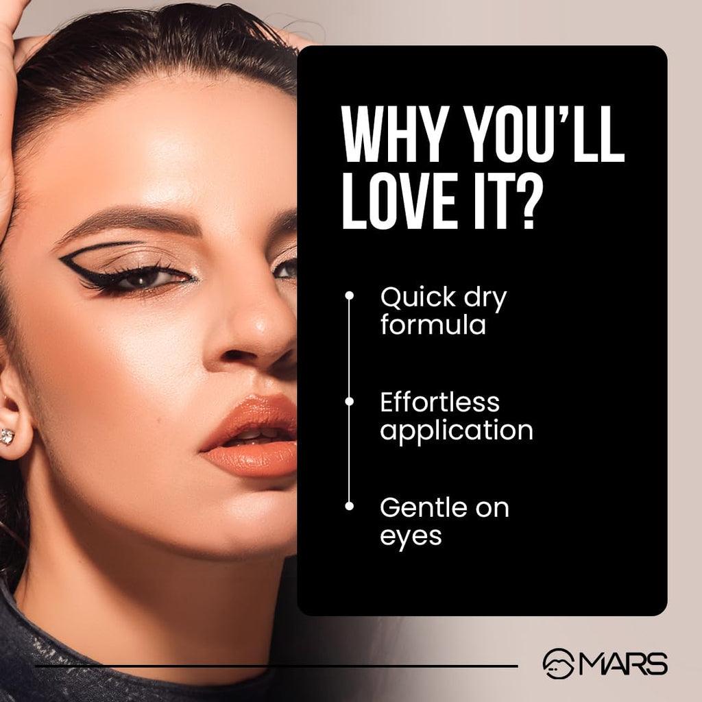 MARS City Stroke Charming Eyes Liquid Eyeliner | Long-lasting | Smudge Proof Eye Liner | Felt Tip for Precise Application | Quick Drying Formula (1ml)