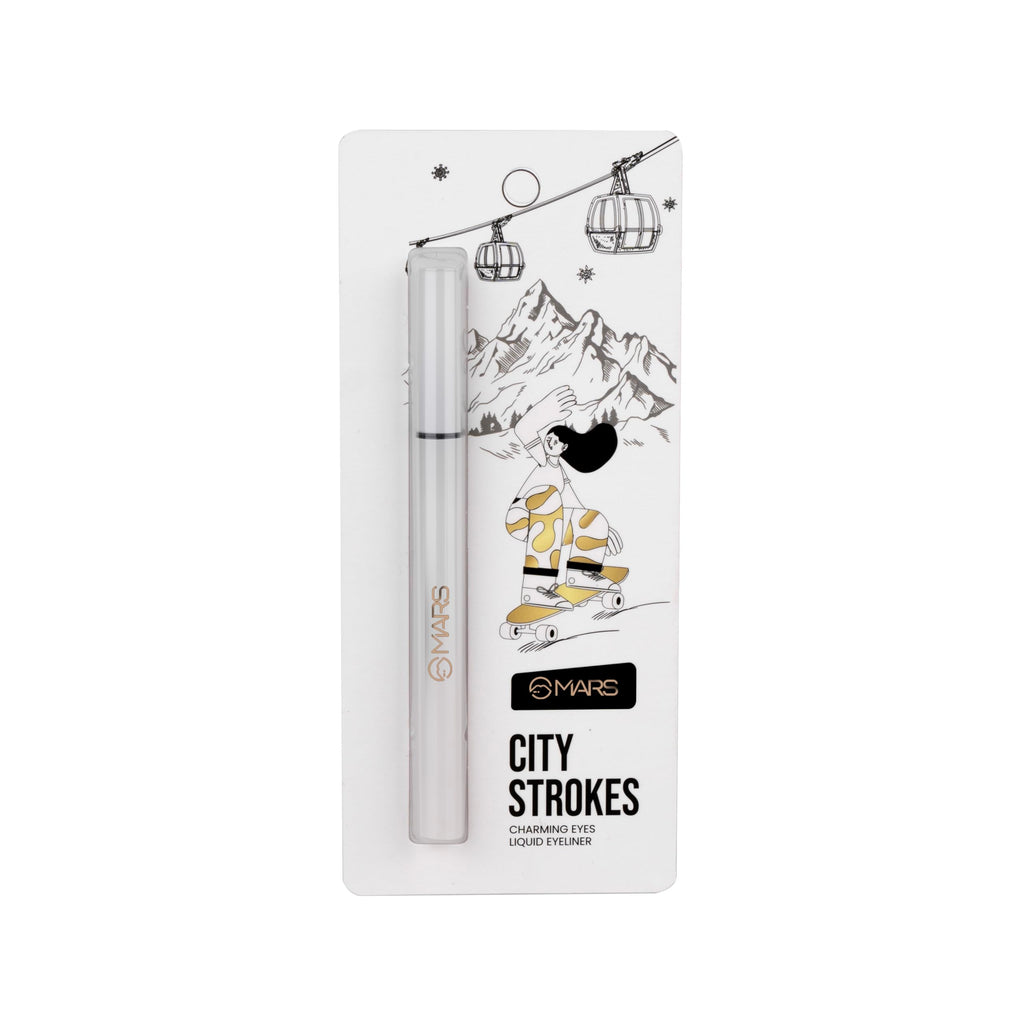 MARS City Stroke Charming Eyes Liquid Eyeliner | Long-lasting | Smudge Proof Eye Liner | Felt Tip for Precise Application | Quick Drying Formula (1ml)