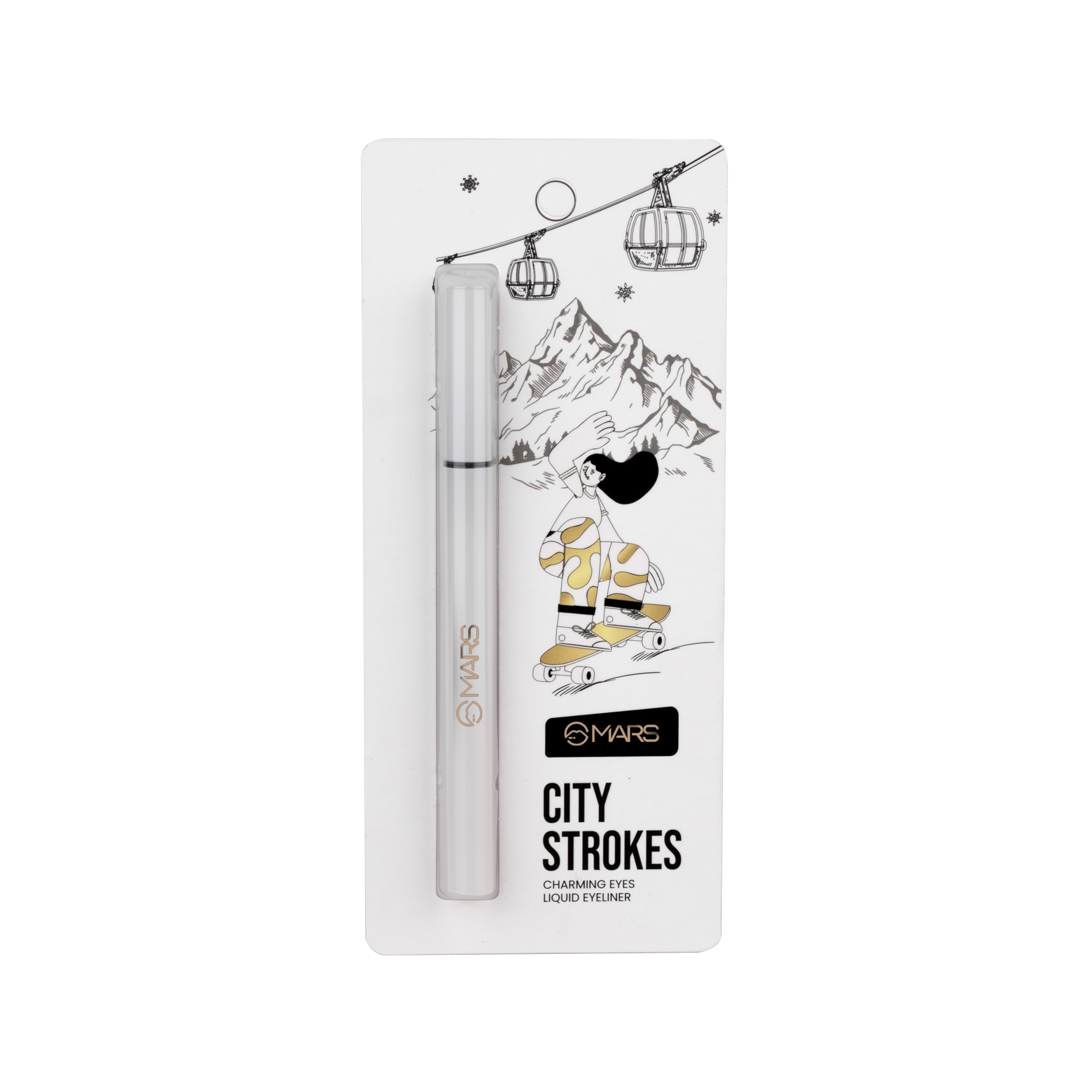 MARS City Stroke Charming Eyes Liquid Eyeliner | Long-lasting | Smudge Proof Eye Liner | Felt Tip for Precise Application | Quick Drying Formula (1ml)