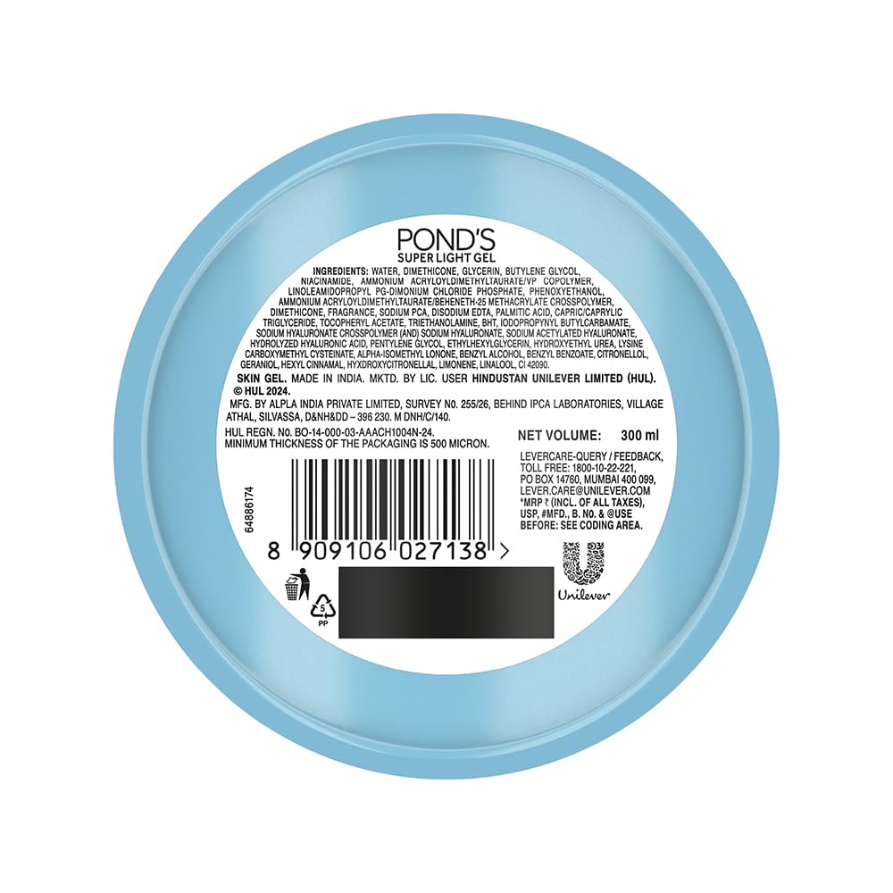 Ponds | Super Light Gel Oil-Free Moisturizer with Cera-Hyamino - 300 g | Indian Variation