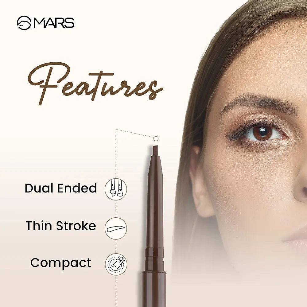 MARS OH Brow Eyebrow Pencil | Micro Precision Retractable with a Spoolie | Highly Pigmented | Smudge Proof & Water Resistance | Long-Lasting | Lightweight Eyebrow Pencil  