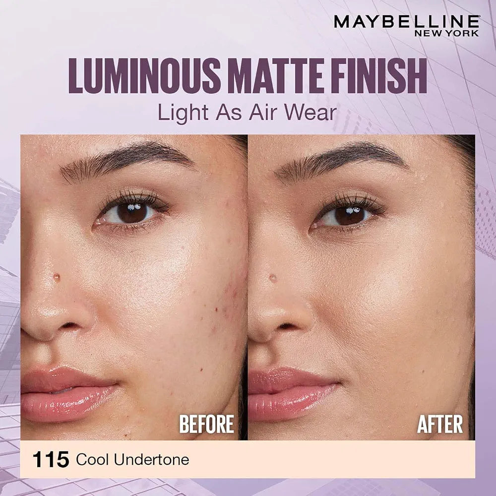 Maybelline New York Super Stay Lumi-Matte Liquid Foundation - 115, Up To 30H Long Wear, Water & Transfer Proof. SuperStay Lumi-Matte Liquid Foundation comes with Non-comedogenic & Vegan Formula | 35ml