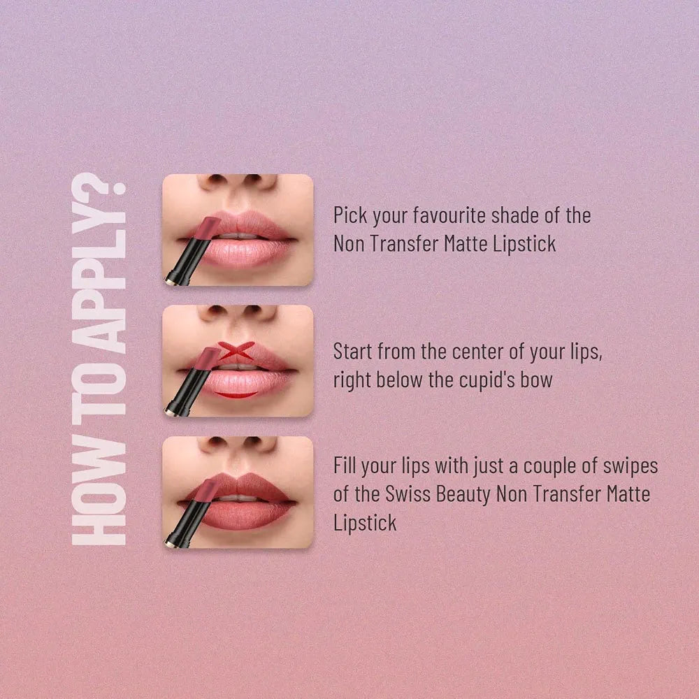 Swiss Beauty Non Tranfer Matte Lipstick Long Stay & Smooth, Mauve-Taupe, 3g