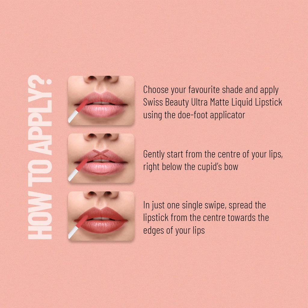 Swiss Beauty | Ultra Smooth Matte Lip Liquid Lipstick, Smooth Lip Color, Weightless Finish, Silky Matte Finish, Shade- Iconic Nude, 6ml