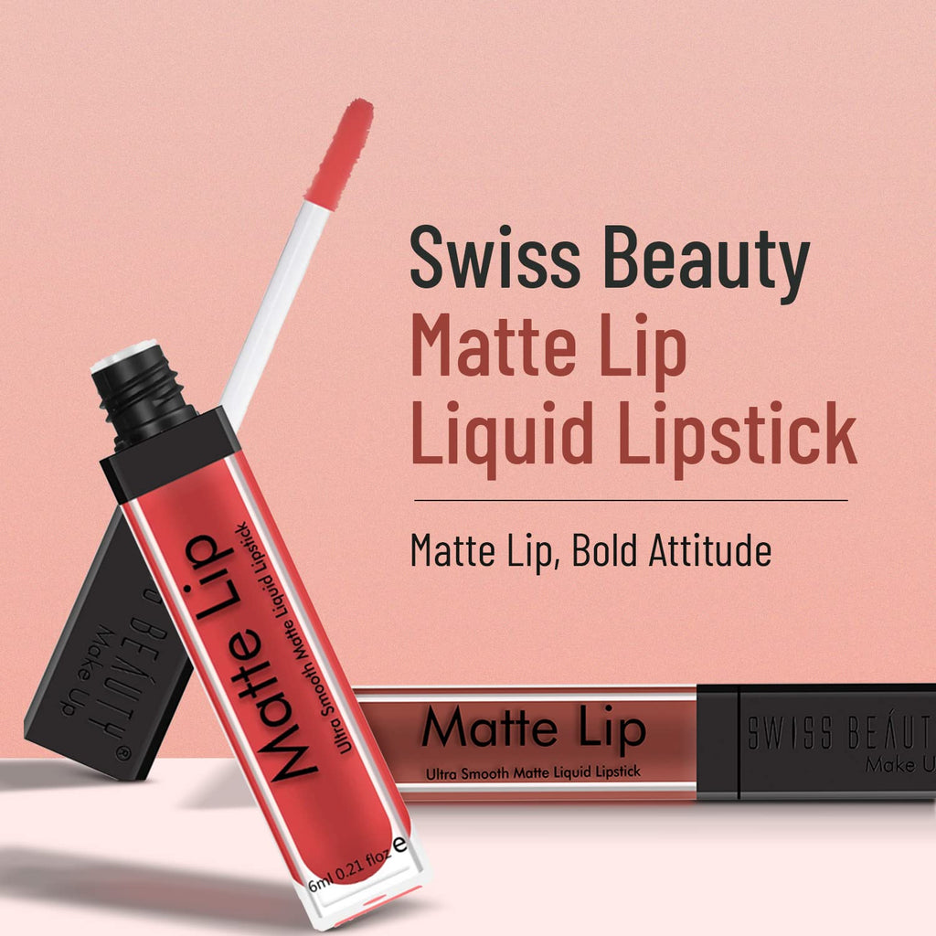 Swiss Beauty | Ultra Smooth Matte Lip Liquid Lipstick, Smooth Lip Color, Weightless Finish, Silky Matte Finish, Shade- Iconic Nude, 6ml