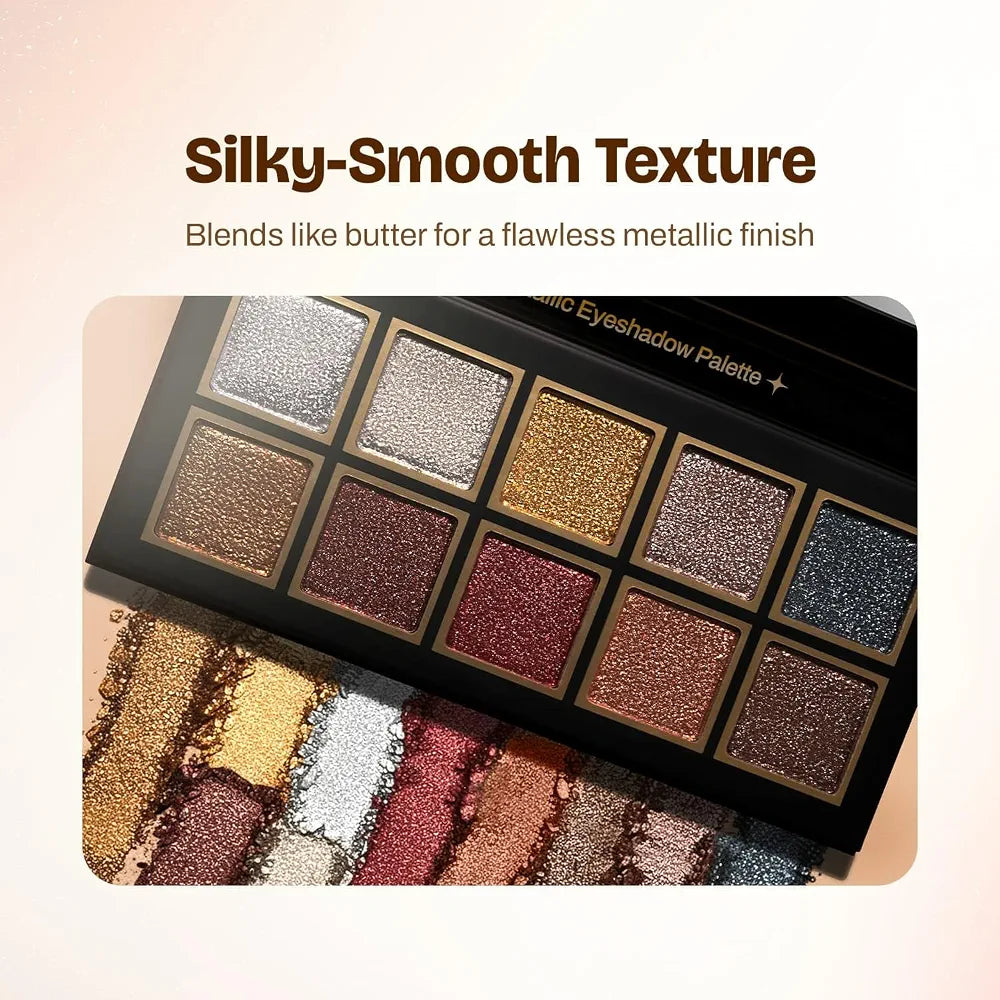 MARS Sitara Metallic Eyeshadow Palette with Attached Mirror  | Long-Lasting Shimmer Finish | Buttery-Smooth | Intense Pigmentation | Blendable & High Shine | Travel-Friendly