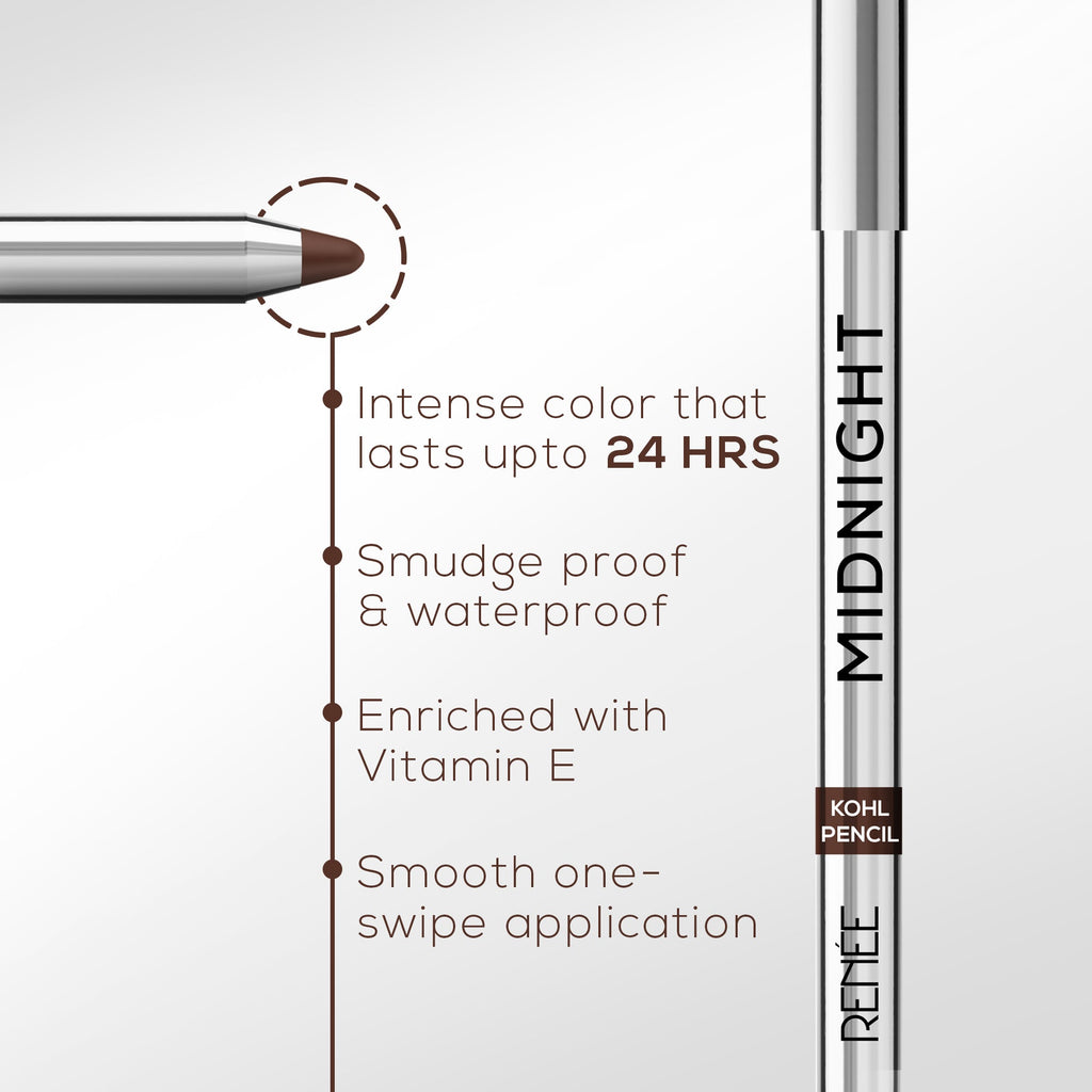 RENEE Midnight Kohl Kajal Pencil, 1.5g
