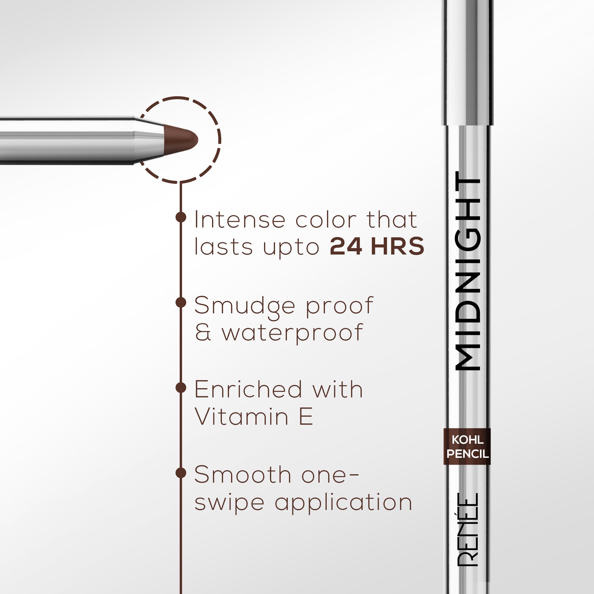 RENEE Midnight Kohl Kajal Pencil, 1.5g